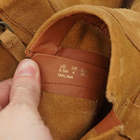 Franco Sarto Womens Malina Ankle Boots Booties Tan Brown Suede Zip Block 6.5M - Picture 7 of 9